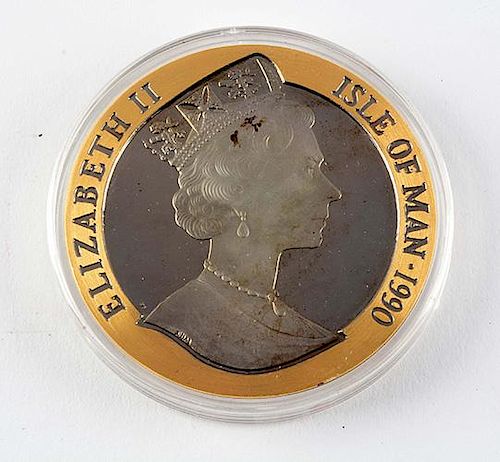 1990 Penny Black 5 Oz Gold Proof Coin.