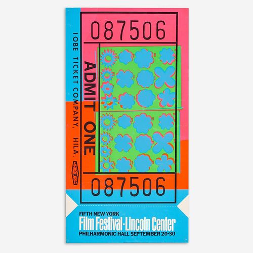 ANDY WARHOL "Lincoln Center Ticket" (1967 Serigraph)