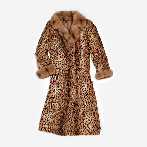 Dennis Basso Natural Bobcat / Sable Full Length Fur Coat