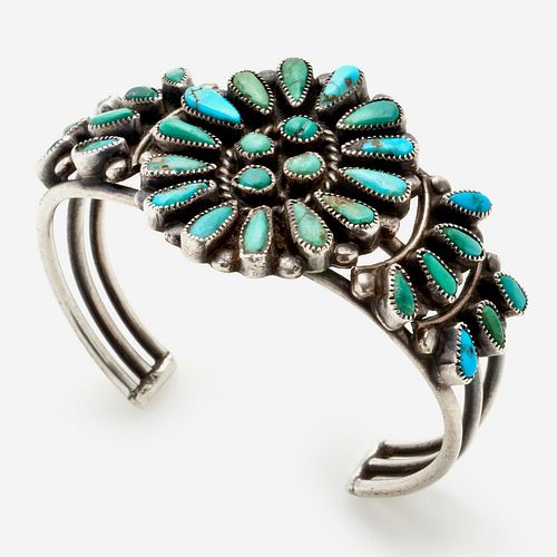 Victor Moses Begay Navajo Turquoise Cluster Cuff Bracelet