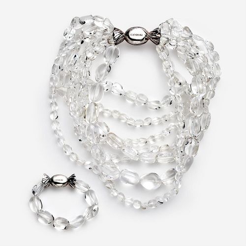 Candori Crystal Quartz Multistrand Necklace Bracelet Set