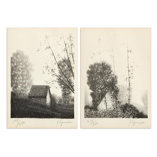 Robert Kipniss Pair of Framed Lithographs (1978)
