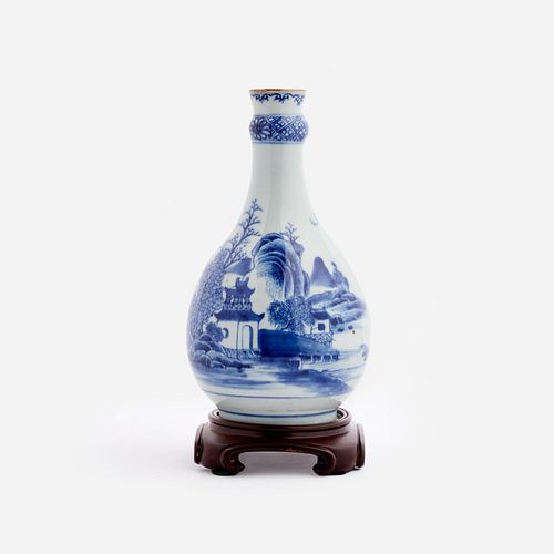 Chinese Export Blue and White Guglet Bottle Vase, 19th c.