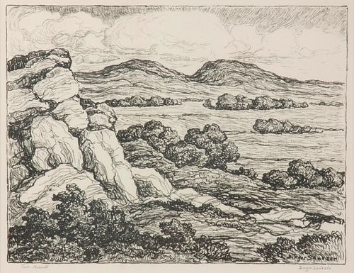 Birger Sandzen 'Twin Mounds' Pencil-Signed Lithograph