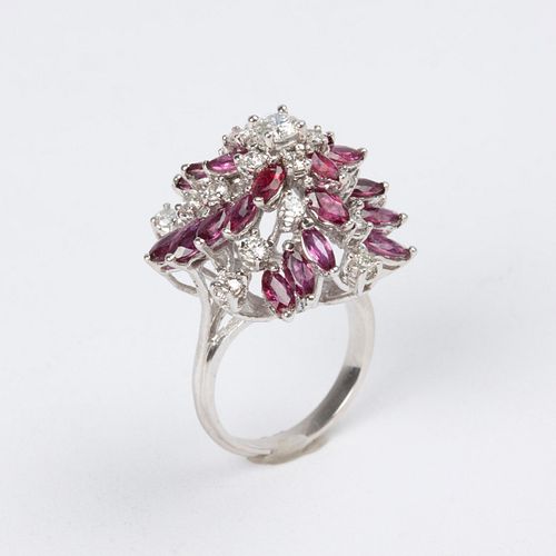 Ruby Diamond Large Evening Cocktail Ring with 1ctw diamonds