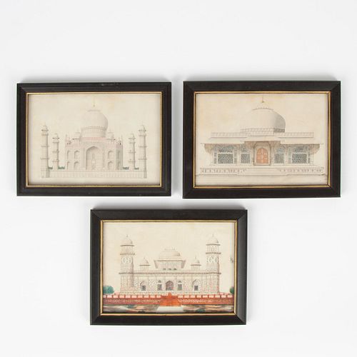 Three 19th c. Mughal Architectural Watercolors
