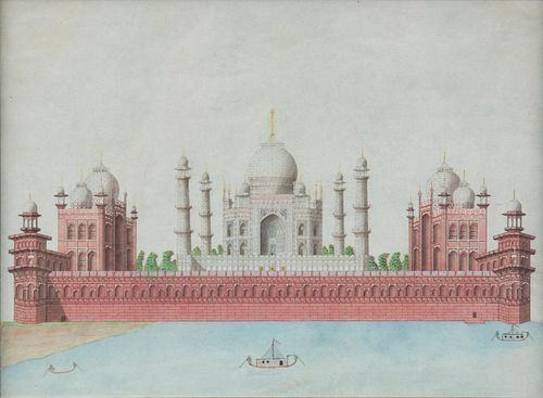 Watercolor of the Taj Mahal, 19th c. Company School