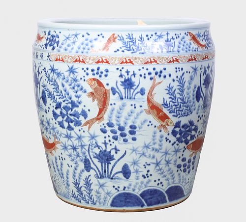 Chinese Blue and White Fishbowl Planter