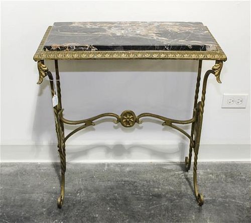 A Marble Topped Table. Height overall 27 1/2 inches.
