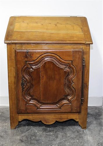 * A Baroque Revival Front Slant Desk Height 36 x width 27 x depth 18 3/8 inches.
