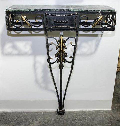 * A Wrought Iron Console Table Height 32 1/2 inches.