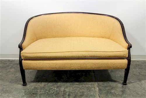 A Louis XVI Style Mahogany Settee. Width 56 inches.