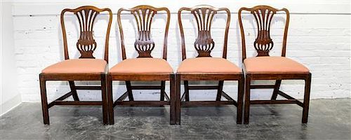 * A Set of Four Chippendale Style Mahogany Side Chairs Height 37 1/2 inches.