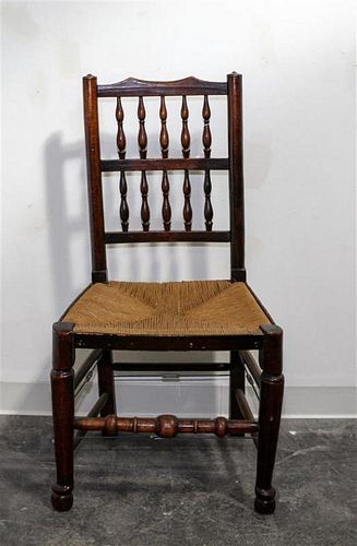 * A Spindleback Oak Side Chair Height 37 1/2 inches.