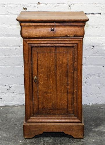 * A Victorian Oak Pedestal Cabinet Height 27 x width 15 1/4 x depth 13 inches.