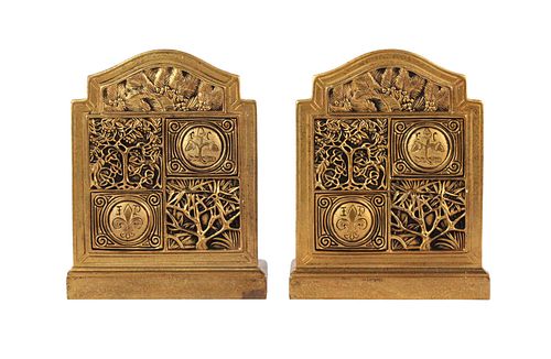 Pair of Tiffany Studios Gilt-Bronze Bookends