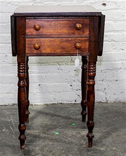 * An American Cherry Drop Leaf Work Table Height 28 1/2 x width 18 1/2 x depth 18 3/4 inches (closed).