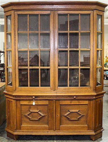 * An American Oak Secretary Bookcase Height 82 3/4 x width 65 x depth 26 inches.