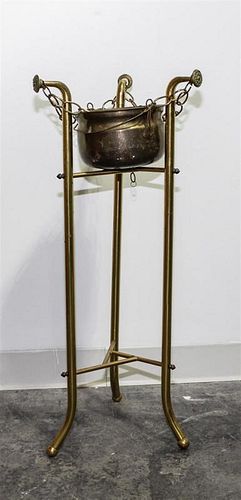 * A Brass Plant Stand Height 30 1/4 inches.