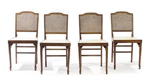 * Four Modern Wood Folding Chairs, LEG-O-MATIC Height 32 inches.