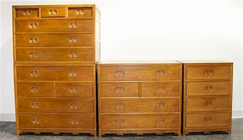 * Baker Furniture, AMERICAN, SECOND HALF 20TH CENTURY, a bedroom suite comprising two matching dressers, a small chest of dra