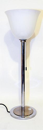 A Modern Chrome Lamp. Height 30 1/4 inches.