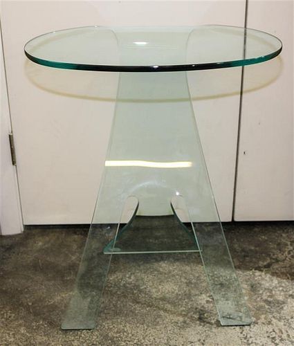 A Contemporary Glass Side Table Height 23 3/4 inches.