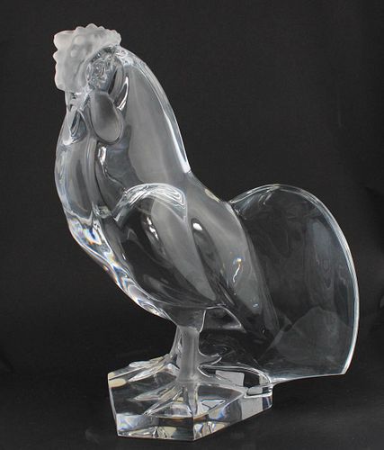 Large Lalique Crystal Rooster