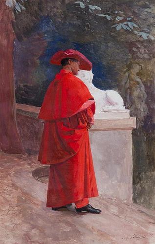 Jehan Georges Vibert, (French, 1840-1902), A Moment's Contemplation