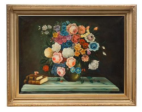 * Artist Unknown, (20th century), Still Life with Flowers and Books