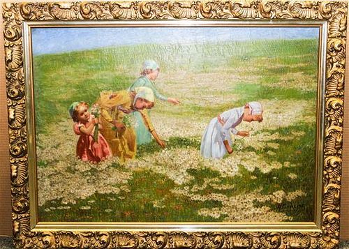 H. Carling, (19th/20th century), Girls Picking Flowers