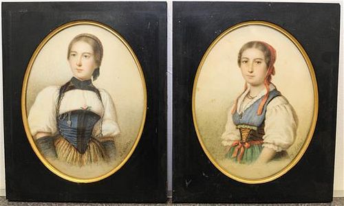J. Leiter, (19th/20th century), a pair of portrait miniatures