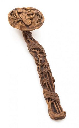 * A Carved Boxwood Ruyi Scepter Length 12 3/4 inches.