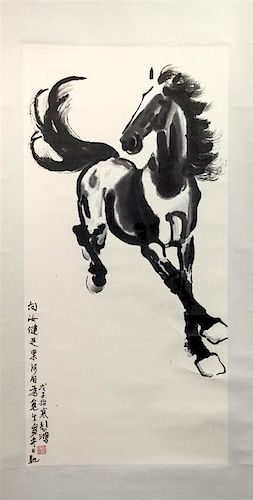 After Xu Beihong, (1895-1953), Ink Horse depicting a galloping horse