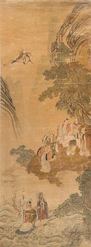 After Gai Qi, (1773-1828), A Gathering of Immortals to Celebrate Longevity depicting three groupings of ten immortals in a su