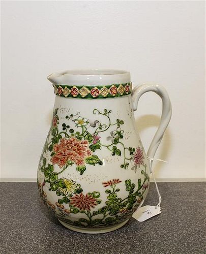 * A Chinese Export Porcelain Pitcher Height 7 1/4 inches.