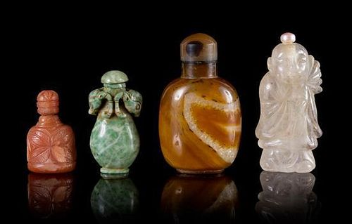 Four Hardstone Snuff Bottles Height of tallest 3 1/4 inches.