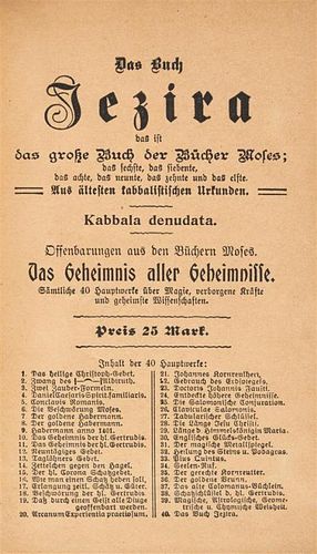 VON MAYER, JOHANN FRIEDRICH. Das Buch Jezira... Leipzig, 1830. First edition.