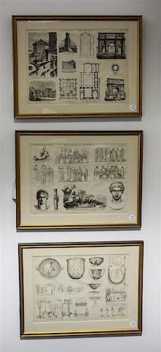Three Neoclassical Engravings. Framed: 10 x 15 inches (each).