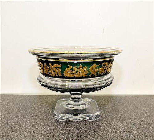 A Gilt Decorated Glass Center Bowl Diameter 9 1/2 inches.