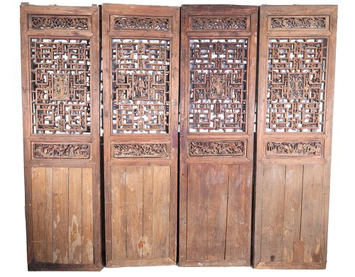 Group of Four Antique Chinese Carved Openwork Doors