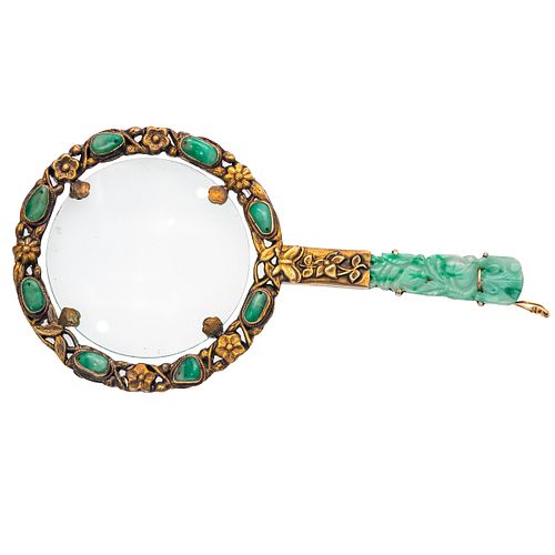 Chinese Export Jade, Silver Gilt Magnifying Glass