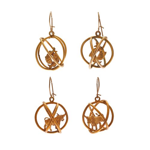 Two Pairs of 10k Yellow Gold Earrings