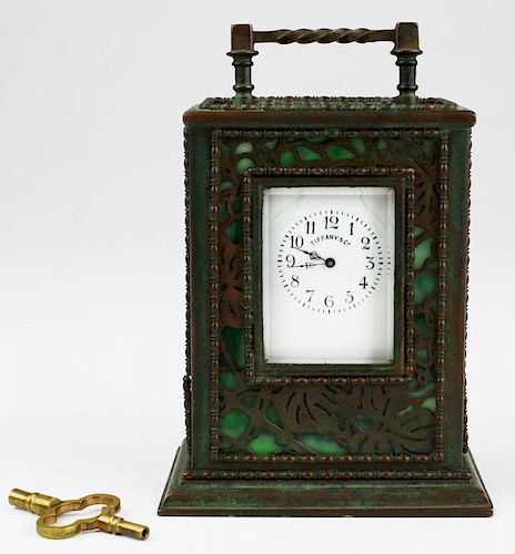Ca 1906 Tiffany & Co Grapevine Pattern Carriage Clock