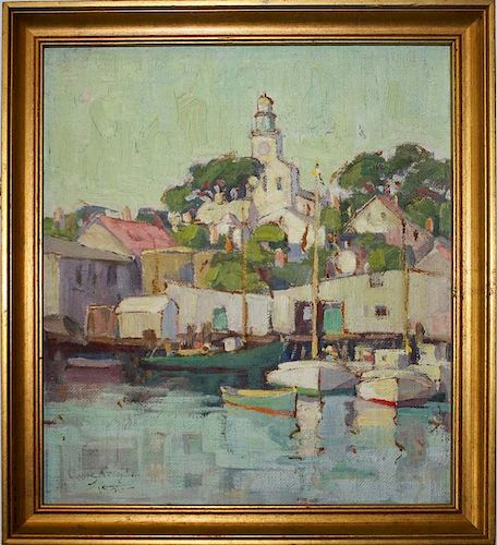 Anne Congdon (American 1873-1958) Provincetown Harbor Oil On Board