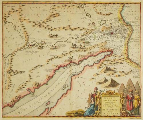 1690 Aegypti Recentior Descripto 2 Sheet Map Of Egypt