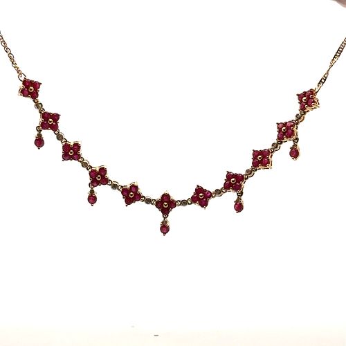 Rubies & Diamonds 14k Gold Necklace