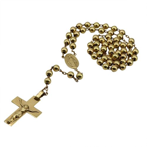 18K Gold Rosary Beads Necklace with Madonna