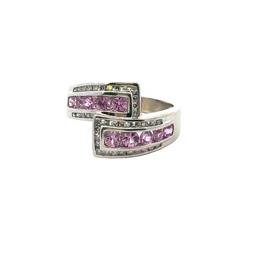 Pink Sapphires & Diamonds 14k Gold Ring