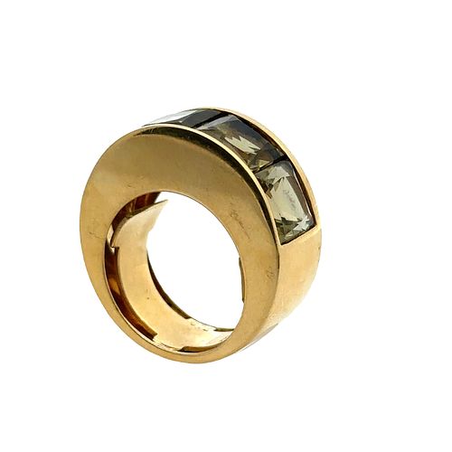 Geometric 18k Gold Ring with Citrines